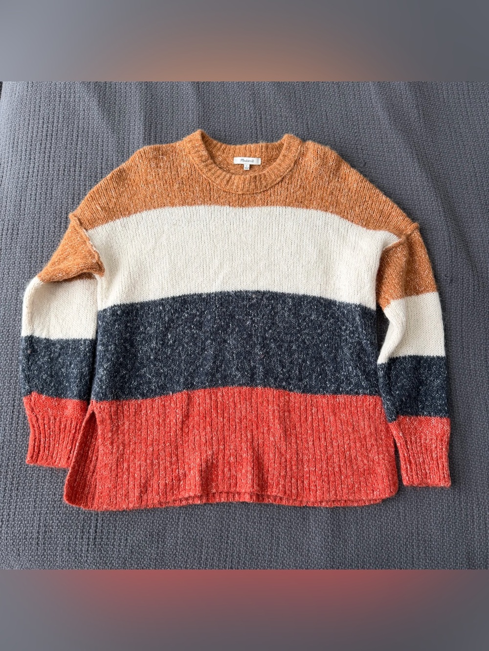 Madewell Striped Baxter Tunic Sweater S Oversized Alpaca Blend Knit Crewneck